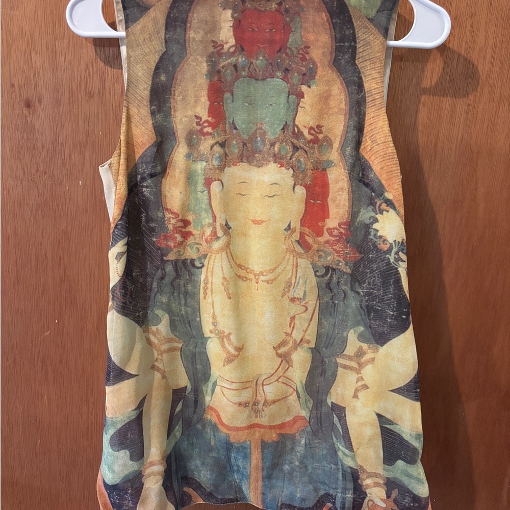Vivienne Tam Cream and Tan Silk Top Size 0